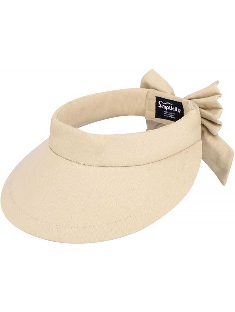 Visors Women's SPF 50+ UV Protection Wide Brim Beach Sun Visor Hat - Khaki - CY18X23Y77M $21.00