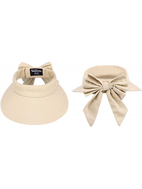 Visors Women's SPF 50+ UV Protection Wide Brim Beach Sun Visor Hat - Khaki - CY18X23Y77M $21.00