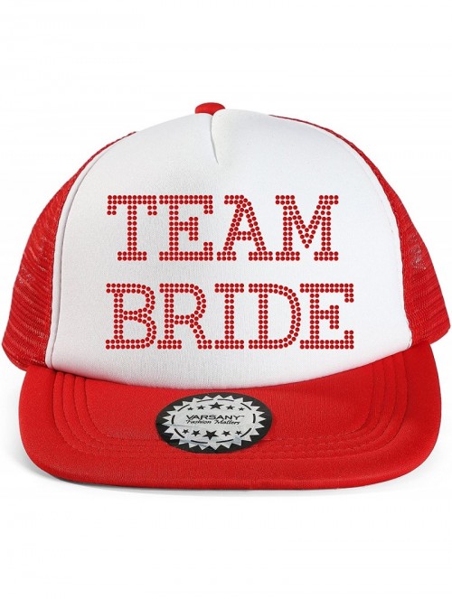 Baseball Caps Team Bride Baseball Hat Crystal Bridal Wedding Party Trucker Cap - Red - C712GNLBIPH $12.34