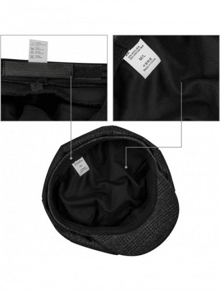 Newsboy Caps Men's Wool Newsboy Cap- 8 Piece Panel Flat Cap Cabbie Hat Classic Plaid - Medium Gray Plaid-m/L - C01924RROM9 $2...