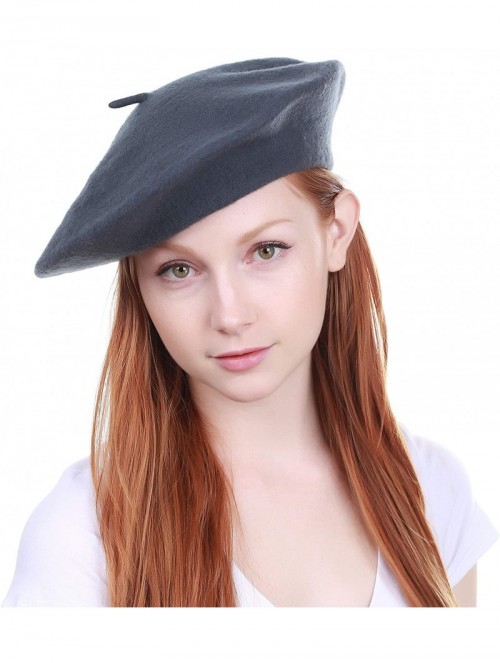 Berets 100% Wool French Beret for Womens Solid Colors Mens - Dark Gray - CR18HCIZD4W $12.12