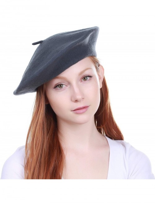 Berets 100% Wool French Beret for Womens Solid Colors Mens - Dark Gray - CR18HCIZD4W $12.12