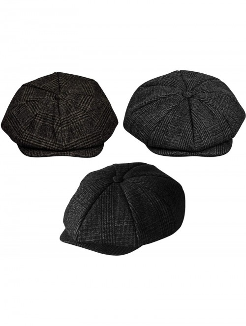Newsboy Caps Men's Wool Newsboy Cap- 8 Piece Panel Flat Cap Cabbie Hat Classic Plaid - Medium Gray Plaid-m/L - C01924RROM9 $2...