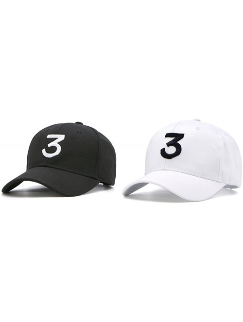 Baseball Caps Chance Baseball Caps Rapper Number 3 Caps Adjustable Strap Cotton Sunbonnet Plain Hat - White and Black - C9188...