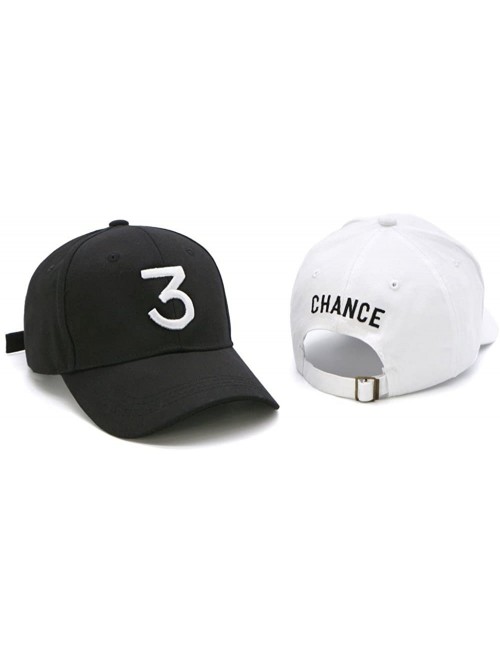 Baseball Caps Chance Baseball Caps Rapper Number 3 Caps Adjustable Strap Cotton Sunbonnet Plain Hat - White and Black - C9188...