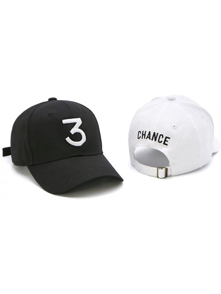 Baseball Caps Chance Baseball Caps Rapper Number 3 Caps Adjustable Strap Cotton Sunbonnet Plain Hat - White and Black - C9188...