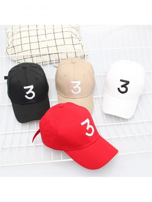 Baseball Caps Chance Baseball Caps Rapper Number 3 Caps Adjustable Strap Cotton Sunbonnet Plain Hat - White and Black - C9188...