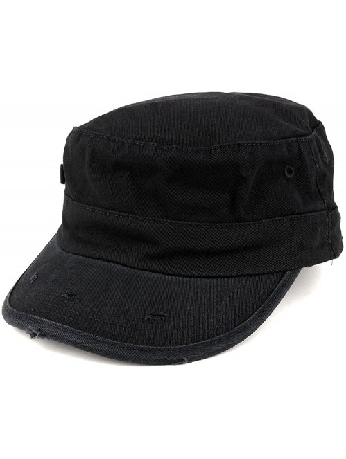 Baseball Caps Washed Cotton Army BDU Style Fitted Military Cap - Black - CB12MZ1AEHO $19.51