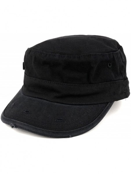 Baseball Caps Washed Cotton Army BDU Style Fitted Military Cap - Black - CB12MZ1AEHO $19.51