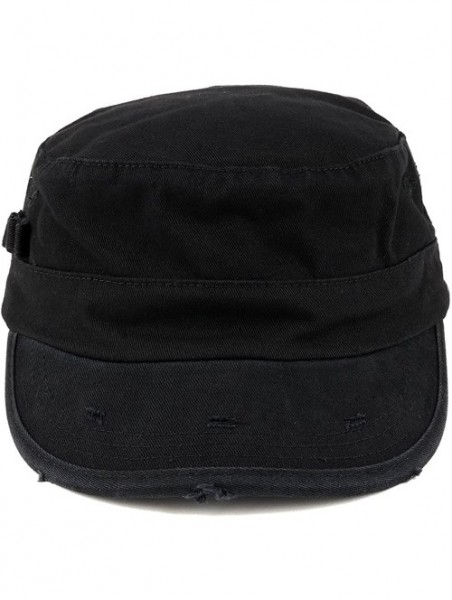 Baseball Caps Washed Cotton Army BDU Style Fitted Military Cap - Black - CB12MZ1AEHO $19.51