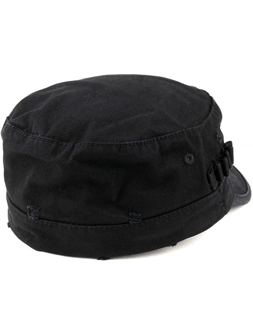 Baseball Caps Washed Cotton Army BDU Style Fitted Military Cap - Black - CB12MZ1AEHO $19.51