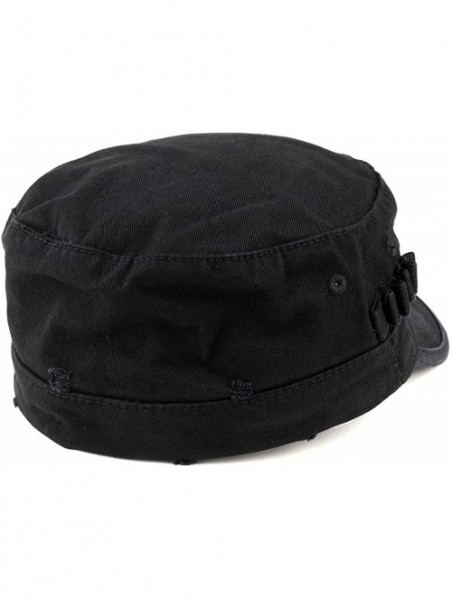 Baseball Caps Washed Cotton Army BDU Style Fitted Military Cap - Black - CB12MZ1AEHO $19.51