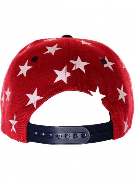 Baseball Caps USA American Flag Printed Baseball Cap Snapback Adjustable Size - Usa - Red - CK11AU7F2SJ $14.66