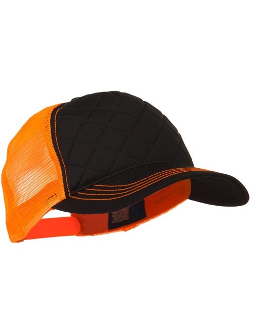 Baseball Caps Fashion Quilted Trucker Two Tone Neon Mesh Cap - Black Neon Orange - CJ11M6KPRZ7 $23.75