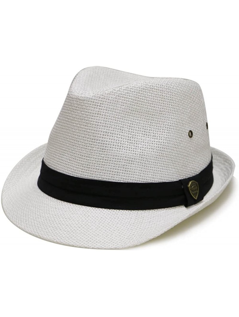 Fedoras Pamoa Pms510 Dent Trilby Summer Fedora Hat - Toyo White - C212EF4AYHV $21.73