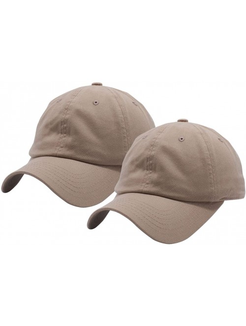 Baseball Caps Cotton Adjustable Baseball Classic Ballcap - Khaki(2pcs) - C018WOMH8AQ $15.07