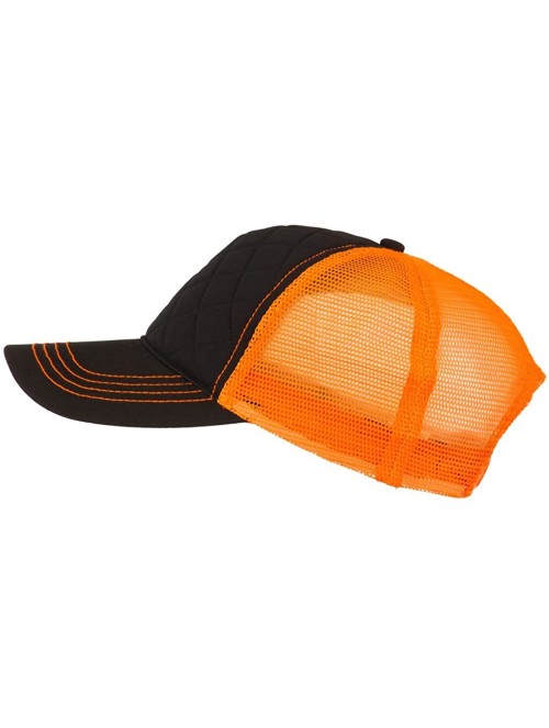 Baseball Caps Fashion Quilted Trucker Two Tone Neon Mesh Cap - Black Neon Orange - CJ11M6KPRZ7 $23.75