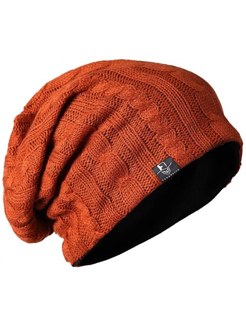 Skullies & Beanies Mens Slouchy Long Beanie Knit Cap for Summer Winter- Oversize - Rust - CI126T6AES7 $20.85