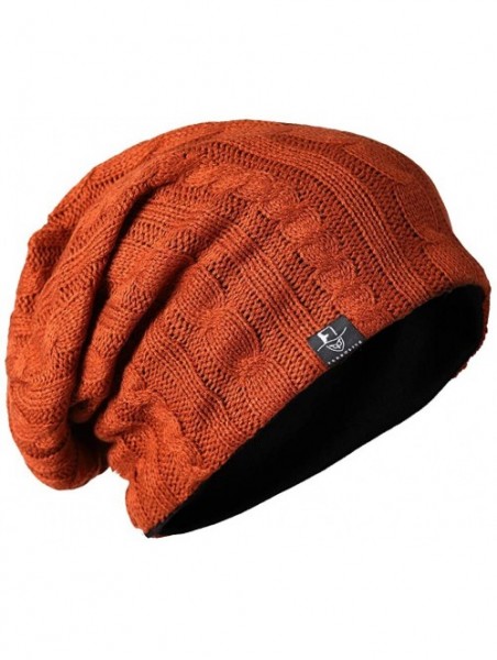 Skullies & Beanies Mens Slouchy Long Beanie Knit Cap for Summer Winter- Oversize - Rust - CI126T6AES7 $20.85