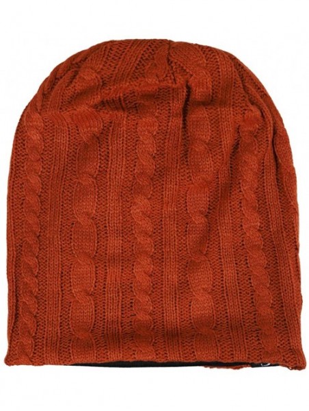 Skullies & Beanies Mens Slouchy Long Beanie Knit Cap for Summer Winter- Oversize - Rust - CI126T6AES7 $20.85