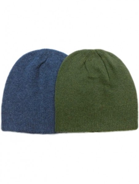 Skullies & Beanies Knitted Warm and Soft Premium Wool Mix Skull Cap Beanie Hat for Men and Women - Blue/Green - C018HWE5A23 $...