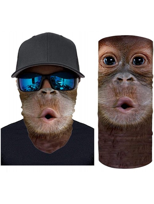 Balaclavas Cool 3D Animal Print Bandana for Men Women Neck Gaiter Scarf Dust Wind Balaclava Headband - Brown Orangutan - C519...