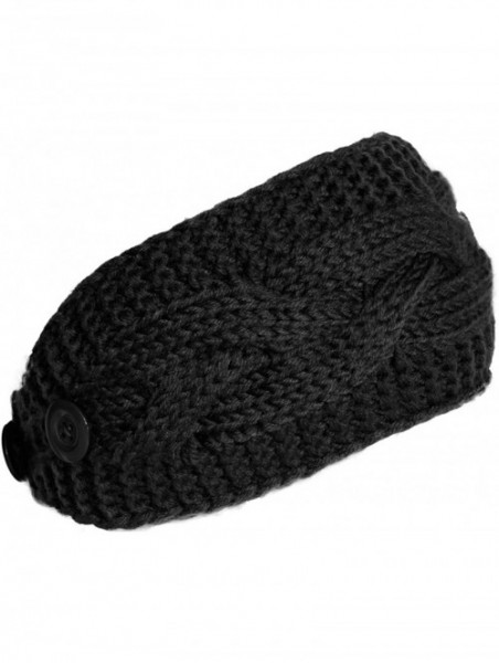 Cold Weather Headbands Plain Adjustable Winter Cable Knit Headband - Black - C41293W8OJB $11.28