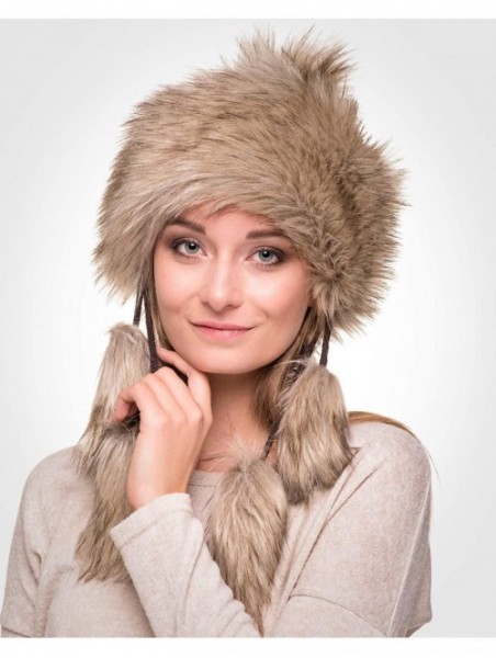 Bomber Hats Faux Fur Mongolian Hat for Women - Fun- Warm & Different Russian Hat - Siberian Wolf - CE126AAHARD $25.37