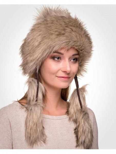 Bomber Hats Faux Fur Mongolian Hat for Women - Fun- Warm & Different Russian Hat - Siberian Wolf - CE126AAHARD $25.37