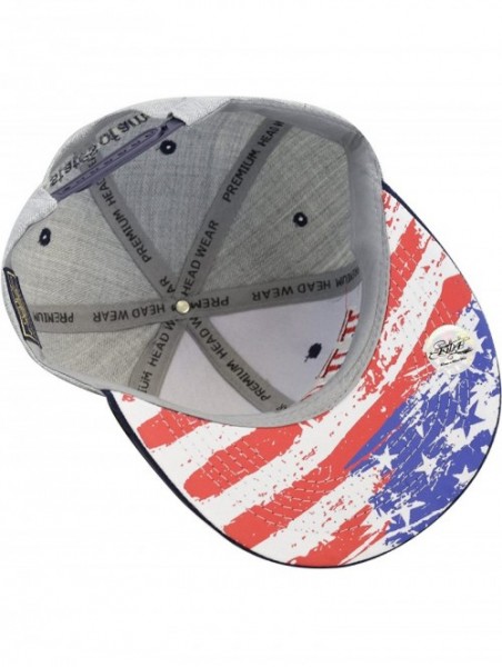 Baseball Caps Unisex Soft Heather Grey 3D USA Embroidered Snapback Cap Hat - Red - CI12E4OD76D $15.56