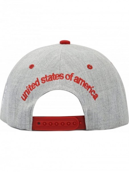 Baseball Caps Unisex Soft Heather Grey 3D USA Embroidered Snapback Cap Hat - Red - CI12E4OD76D $15.56