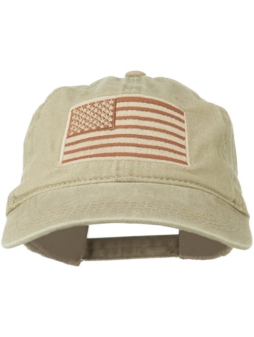 Baseball Caps Tan American Flag Embroidered Washed Cap - Khaki - CR11TX73MO9 $33.18