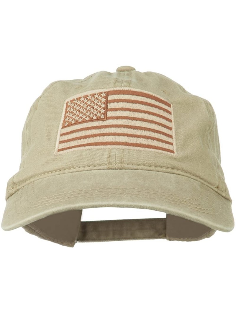 Baseball Caps Tan American Flag Embroidered Washed Cap - Khaki - CR11TX73MO9 $33.18