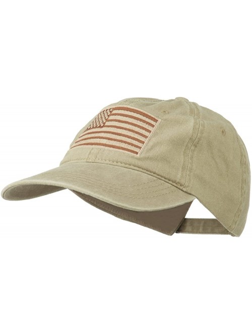 Baseball Caps Tan American Flag Embroidered Washed Cap - Khaki - CR11TX73MO9 $33.18