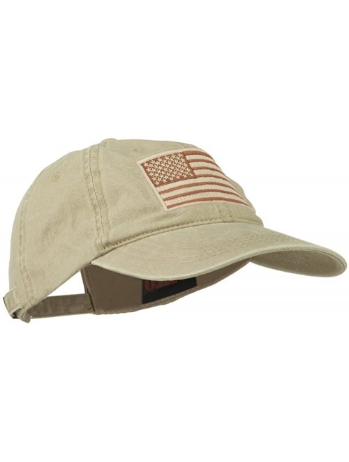 Baseball Caps Tan American Flag Embroidered Washed Cap - Khaki - CR11TX73MO9 $33.18