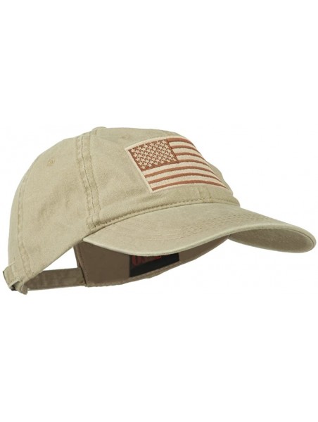 Baseball Caps Tan American Flag Embroidered Washed Cap - Khaki - CR11TX73MO9 $33.18