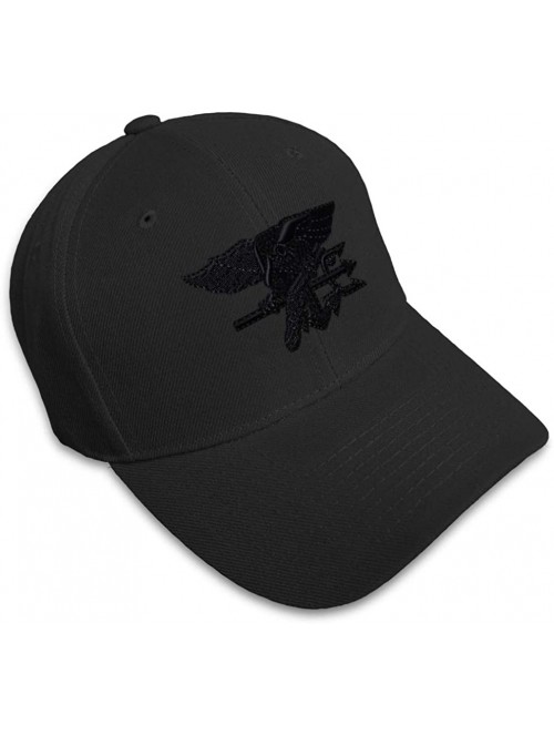 Baseball Caps Custom Baseball Cap Navy Seal Black Logo Embroidery Dad Hats for Men & Women - Black - CT122DVXNGN $22.65