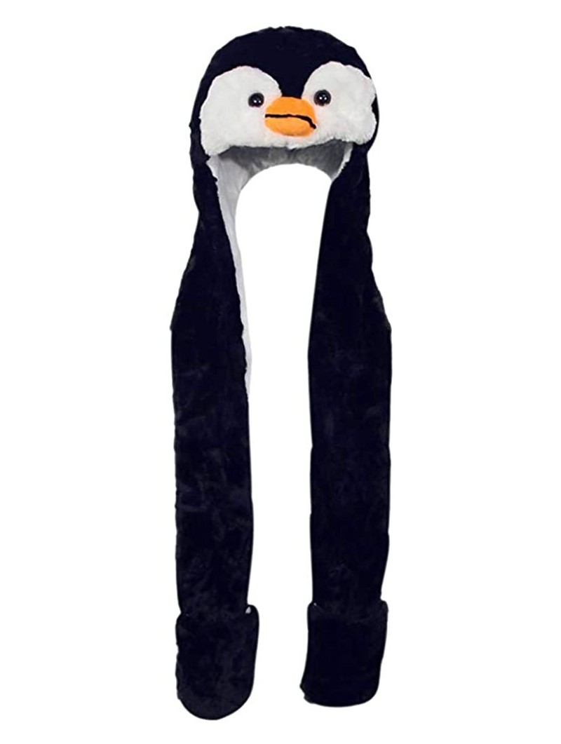 Berets 3 in 1 Hat Scarf Gloves - Plush Novelty Animal Hat Kids Soft Warm Beanie Hat - C - CJ18L0LMIW9 $16.87