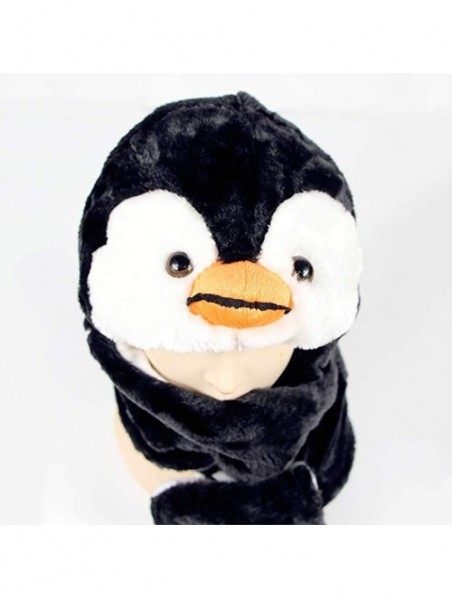 Berets 3 in 1 Hat Scarf Gloves - Plush Novelty Animal Hat Kids Soft Warm Beanie Hat - C - CJ18L0LMIW9 $16.87