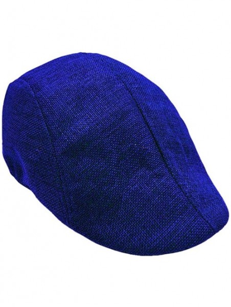 Sun Hats Solid Cotton Newsboy Cap Men Summer Visor Hat Sunhat Mesh Running Sport Casual Breathable Beret Flat Cap - Blue - C6...