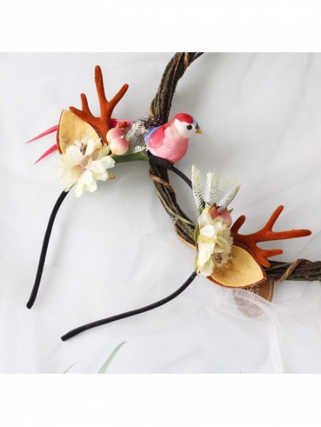 Headbands Adjustable Flower Headband Hair Wreath Floral Garland Crown Halo Headpiece with Ribbon Boho Wedding Festival - W - ...