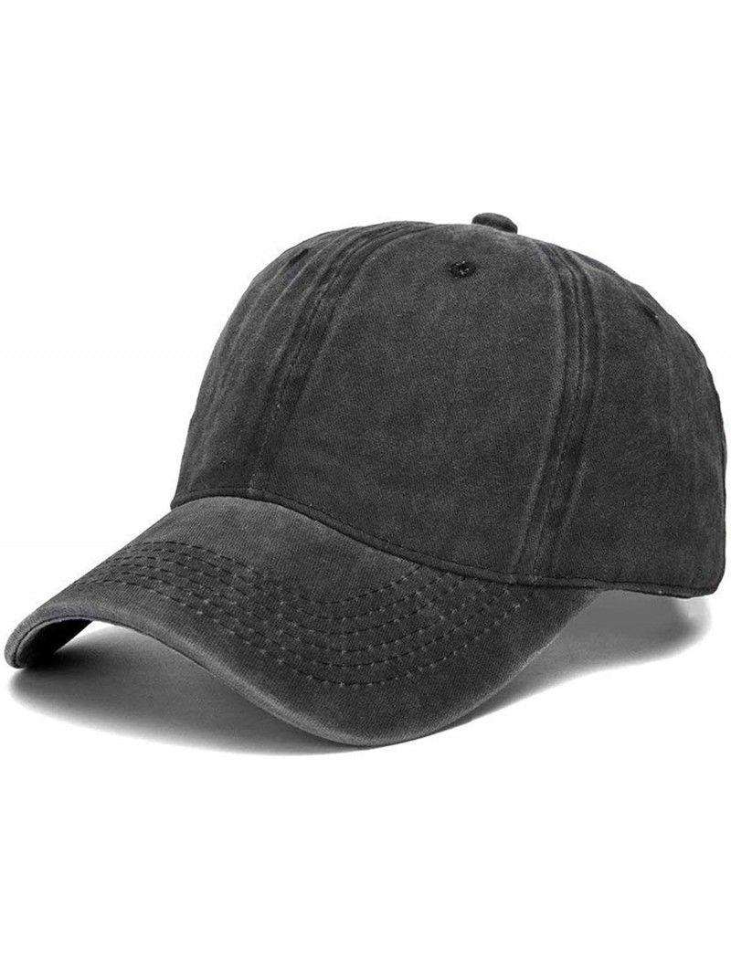 Baseball Caps Vintage Washed Twill Cotton Baseball Caps Low Profile Dad Hat - Black - CP18QWW9I00 $15.23