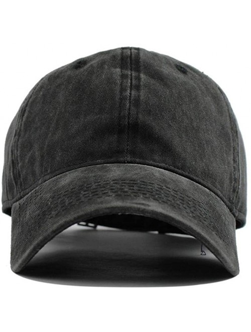 Baseball Caps Vintage Washed Twill Cotton Baseball Caps Low Profile Dad Hat - Black - CP18QWW9I00 $15.23