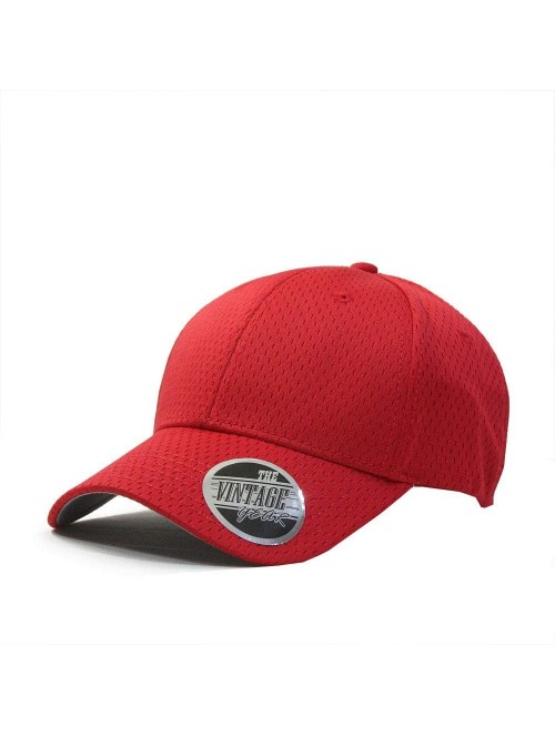 Baseball Caps Plain Pro Cool Mesh Low Profile Adjustable Baseball Cap - Red - CD12N1CZTO0 $15.34