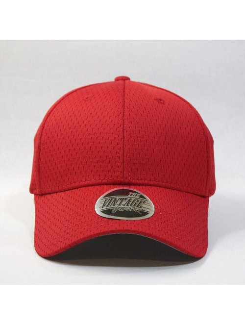 Baseball Caps Plain Pro Cool Mesh Low Profile Adjustable Baseball Cap - Red - CD12N1CZTO0 $15.34