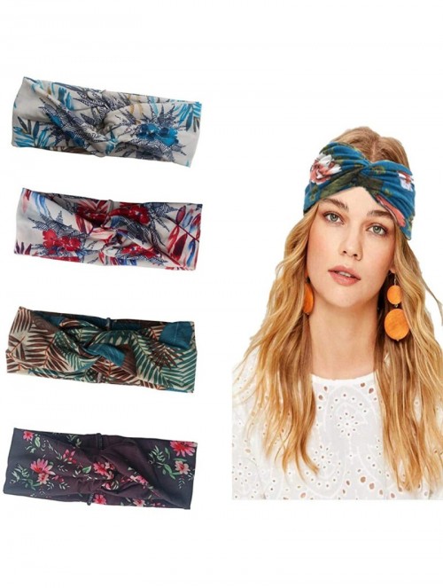 Headbands 4 Pack Bow Women Headband Boho Floal Style Criss Cross Head Wrap Hair Band - Set 6 - CH194MGUA0Z $14.76