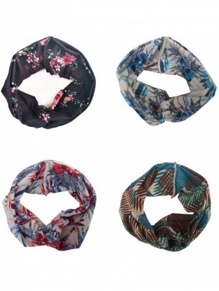 Headbands 4 Pack Bow Women Headband Boho Floal Style Criss Cross Head Wrap Hair Band - Set 6 - CH194MGUA0Z $14.76