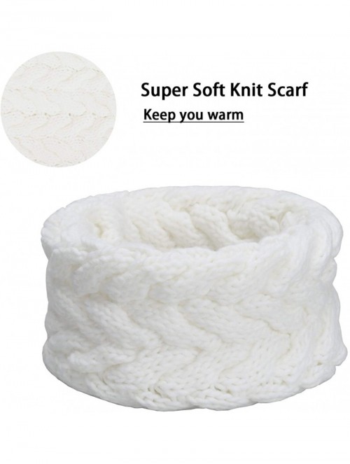 Skullies & Beanies Womens 2-Pieces Winter Beanie Hat Scarf Set Warm Knit Skull Cap Hats & Scarf for Women - White - C21920O89...