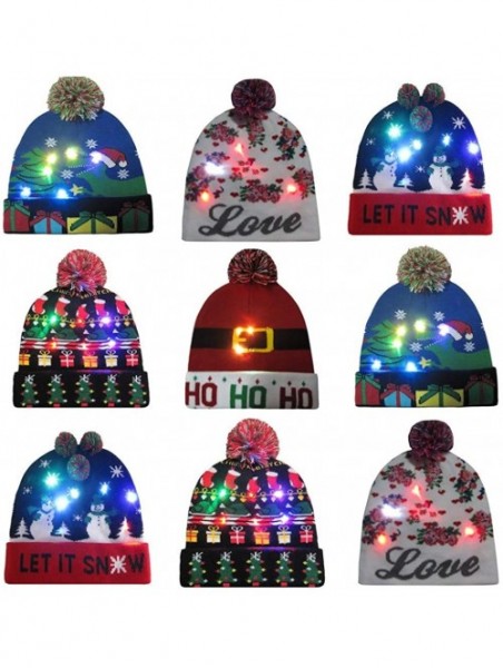 Baseball Caps FarJing Ugly LED Christmas Hat-Unisex Novelty Colorful Light-up Stylish Knitted Sweater Xmas Party Beanie Cap -...