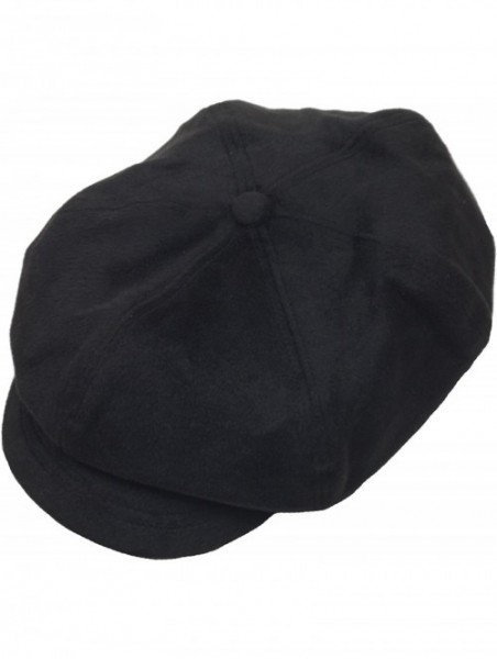 Baseball Caps Wool Bakerboy 6 Panel Newsboy Cap Cabbie Flat Golf Gatsby Driving Hat - Black - CF126OGXGX3 $25.15